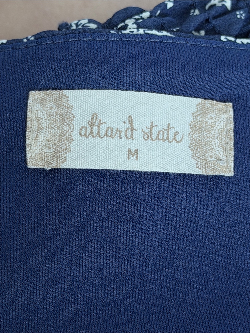 Altar'd State Navy & White Floral Wrap Mini Dress - Picture 2 of 3